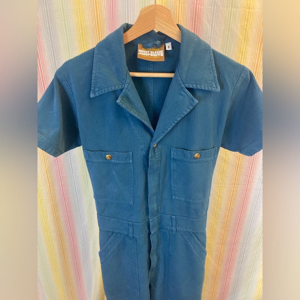 Big Bud Press Heritage short sleeve jumpsuit Lagoon Size S - Picture 6 of 7